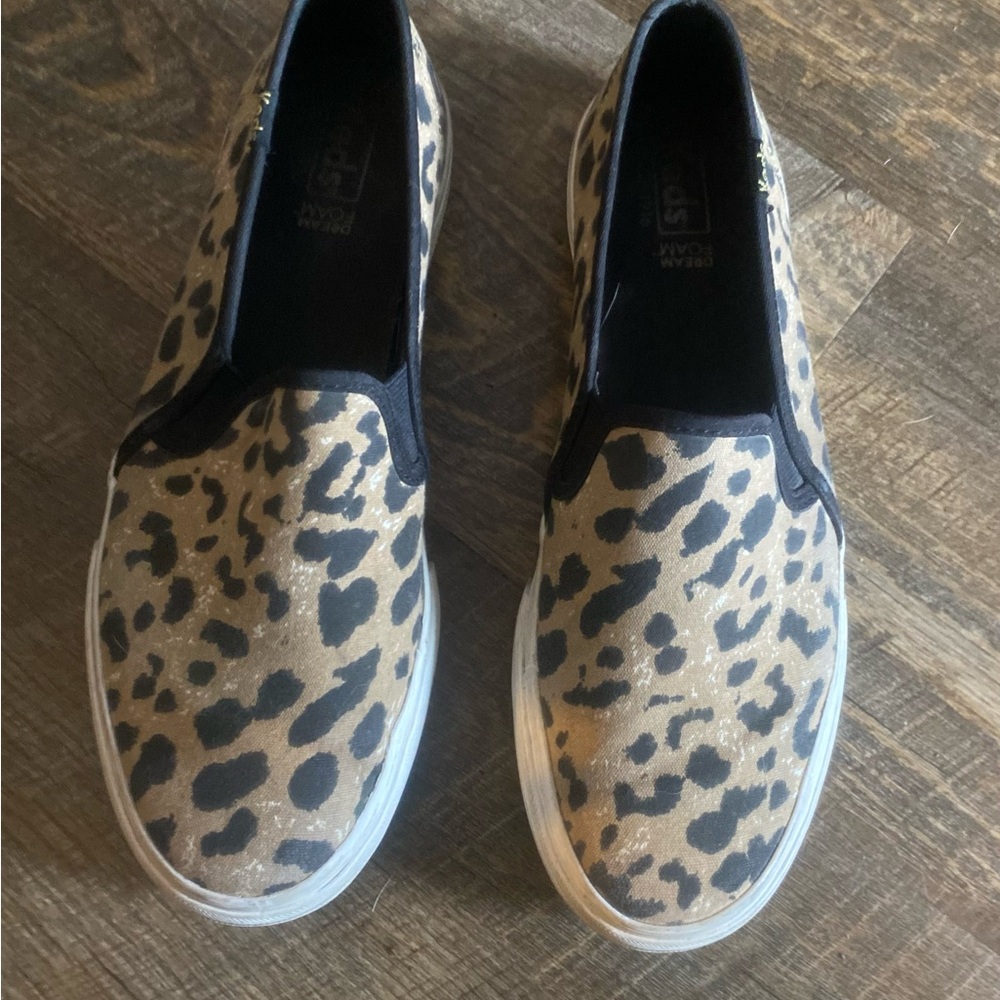 Keds Tan and Black Leopard Sneakers